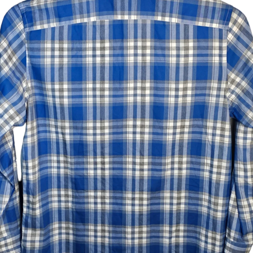 UNTUCKit Blue and White Plaid Casual Button-Down Shirt - Picture 7 of 14